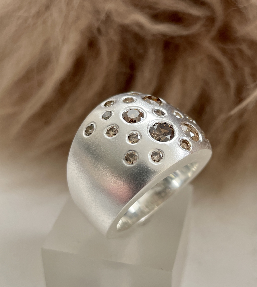 Silber-Ring mit Brillanten